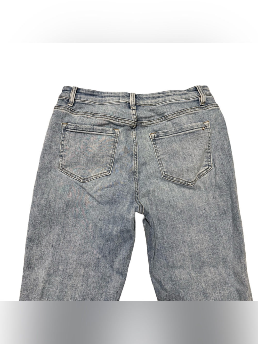 Mica High Rise Crop Flare Jeans Women's 30 Frayed Denim Light Wash Stretch - Picture 6 of 7